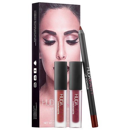 Beauty Huda lip contour set kit Vixen + Famous liquid matte pencil