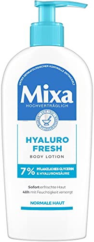 Mixa Hyaluro Fresh Body Lotion mit pflanzlichem Glycerin und Hyaluronsäure für normale Haut, 250 ml, D3673600