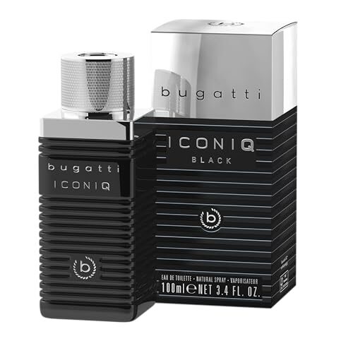 bugatti Parfüm Herren Iconiq Black 100ml I holzig-ambriert-scharfes Männer Parfüm mit komplexen Noten aus Kardamom, Sandelholz, Lavendel & Amber I markant dunkles Eau de Toilette Herren Parfüm