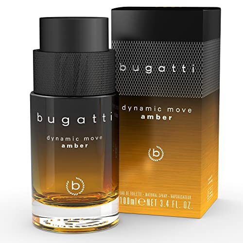 bugatti Parfüm Herren Dynamic Move Amber 100ml, rauchig-warmes Eau de Toilette, sinnlich-starke Kombination aus Zimt, Tabak & Cypriol, dynamisch, pudrig & süßlich-scharfem